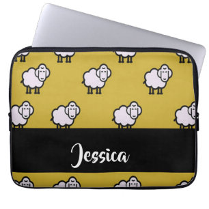 Eigen naam: bruin patroon laptop sleeve