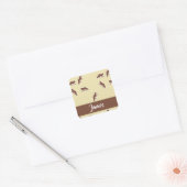 Eigen naam bruine vossen vierkante sticker (Envelop)