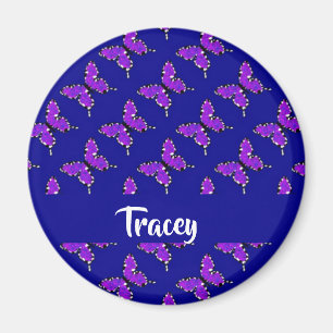 Eigen naam butterflies blauw patroon magneet