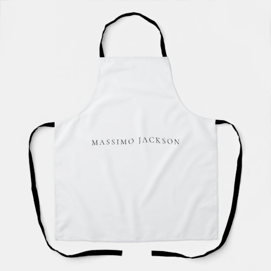 Eigen Naam Calligrafie Chic Eenvoudig Zwart Wit Schort (Voorkant)