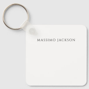 Eigen Naam Calligrafie Chic Eenvoudig Zwart Wit Sleutelhanger