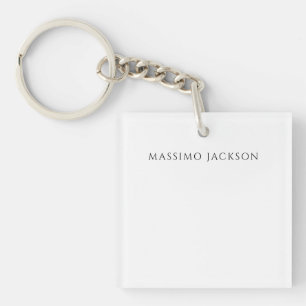 Eigen Naam Calligrafie Chic Eenvoudig Zwart Wit Sleutelhanger