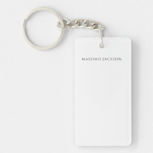 Eigen Naam Calligrafie Chic Eenvoudig Zwart Wit Sleutelhanger