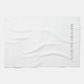 Eigen Naam Calligrafie Chic Eenvoudig Zwart Wit Theedoek (Horizontaal)