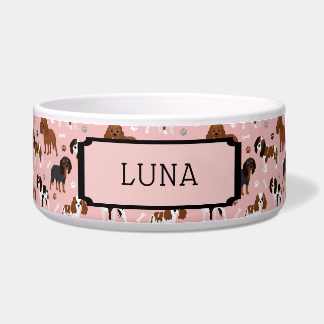 Eigen naam Cavalier King Charles Spaniel Bowl Voerbakje (Voorkant)