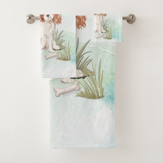 Eigen naam Cavalier King Charles Spaniel Pet Dog Bad Handdoek (Insitu)