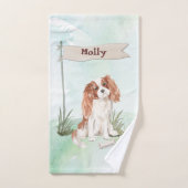 Eigen naam Cavalier King Charles Spaniel Pet Dog Bad Handdoek (Handdoek)