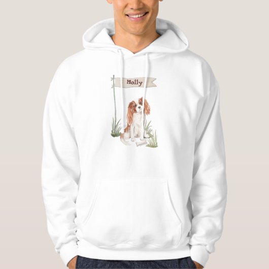 Eigen naam Cavalier King Charles Spaniel Pet Dog Hoodie (Voorkant)