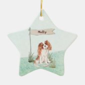 Eigen naam Cavalier King Charles Spaniel Pet Dog Keramisch Ornament (Voorkant)