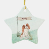 Eigen naam Cavalier King Charles Spaniel Pet Dog Keramisch Ornament (Achterkant)