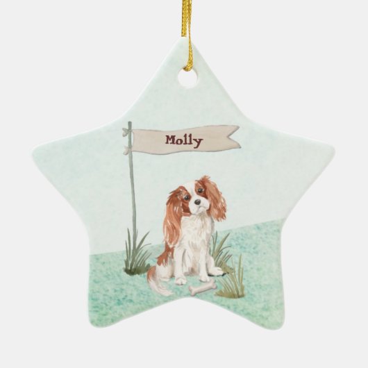 Eigen naam Cavalier King Charles Spaniel Pet Dog Keramisch Ornament (Achterkant)