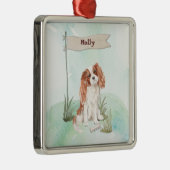 Eigen naam Cavalier King Charles Spaniel Pet Dog Metalen Ornament (Rechts)