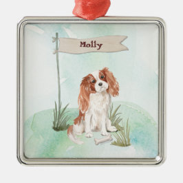 Eigen naam Cavalier King Charles Spaniel Pet Dog Metalen Ornament