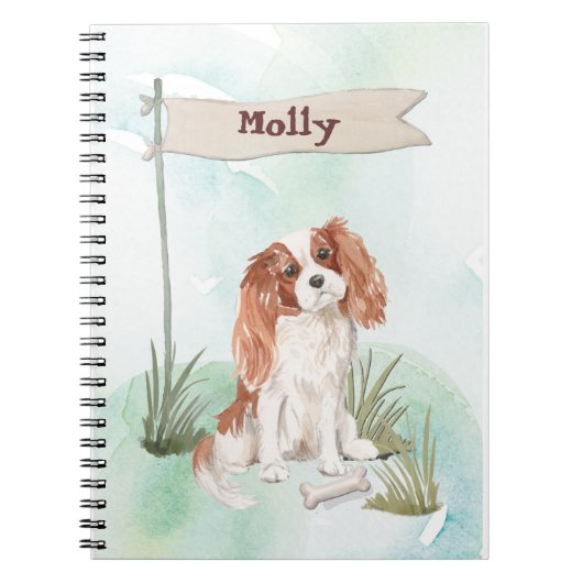 Eigen naam Cavalier King Charles Spaniel Pet Dog Notitieboek (Voorkant)