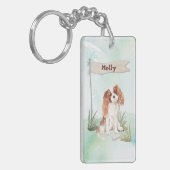 Eigen naam Cavalier King Charles Spaniel Pet Dog Sleutelhanger (Voorkant Links)