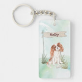 Eigen naam Cavalier King Charles Spaniel Pet Dog Sleutelhanger (Voorkant)