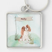 Eigen naam Cavalier King Charles Spaniel Pet Dog Sleutelhanger (Voorkant)