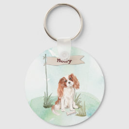 Eigen naam Cavalier King Charles Spaniel Pet Dog Sleutelhanger