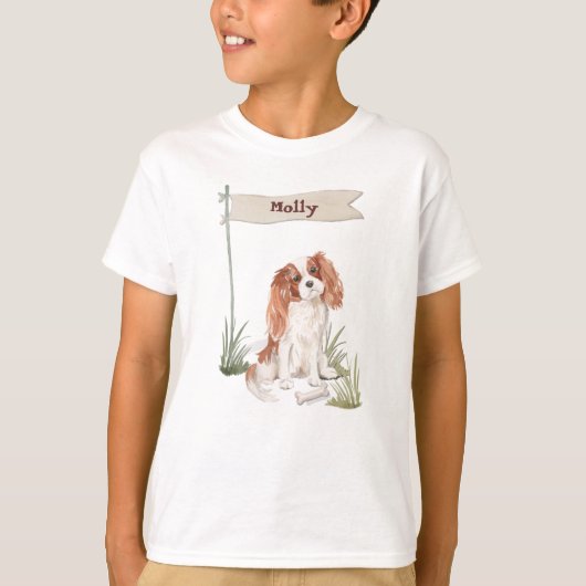 Eigen naam Cavalier King Charles Spaniel Pet Dog T-shirt (Voorkant)