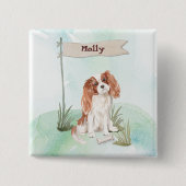 Eigen naam Cavalier King Charles Spaniel Pet Dog Vierkante Button 5,1 Cm (Voorkant)