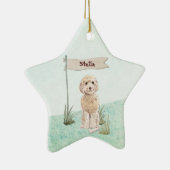 Eigen naam Champagne Cockapoo Pet Dog Keramisch Ornament (Rechts)