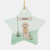 Eigen naam Champagne Cockapoo Pet Dog Keramisch Ornament (Voorkant)