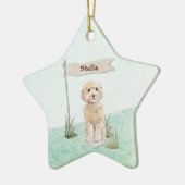 Eigen naam Champagne Cockapoo Pet Dog Keramisch Ornament (Links)