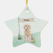 Eigen naam Champagne Cockapoo Pet Dog Keramisch Ornament (Achterkant)