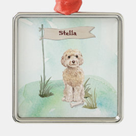 Eigen naam Champagne Cockapoo Pet Dog Metalen Ornament