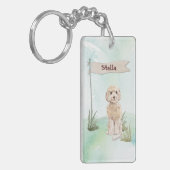 Eigen naam Champagne Cockapoo Pet Dog Sleutelhanger (Voorkant Links)