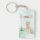 Eigen naam Champagne Cockapoo Pet Dog Sleutelhanger (Voorkant)