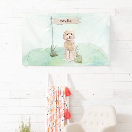 Eigen naam Champagne Cockapoo Pet Dog Spandoek (Insitu)