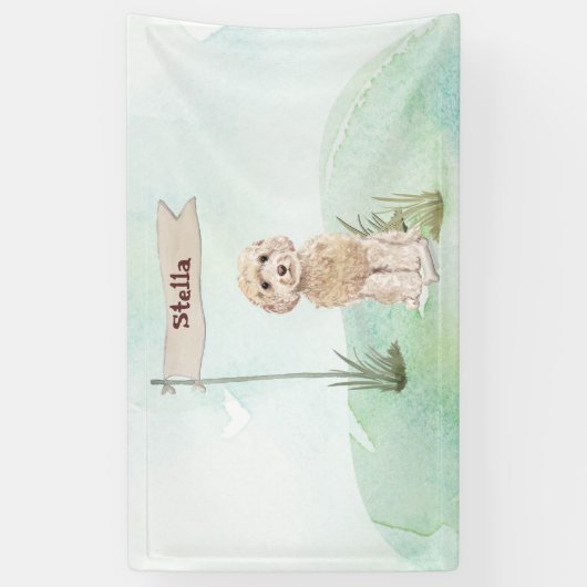 Eigen naam Champagne Cockapoo Pet Dog Spandoek (Verticaal)