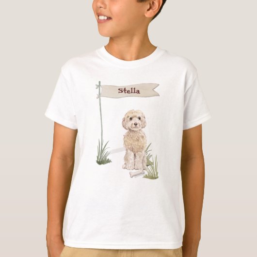 Eigen naam Champagne Cockapoo Pet Dog T-shirt (Voorkant)