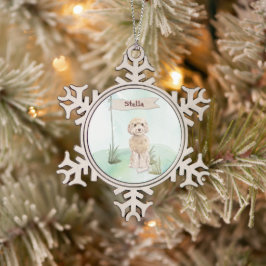Eigen naam Champagne Cockapoo Pet Dog Tin Sneeuwvlok Ornament