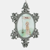 Eigen naam Champagne Cockapoo Pet Dog Tin Sneeuwvlok Ornament (Links)