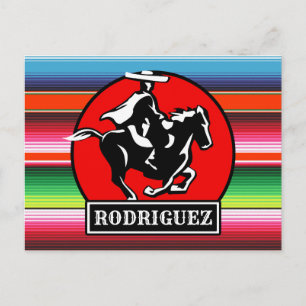 Eigen naam Charro Horse Spaanse Mexicaanse Serape Briefkaart