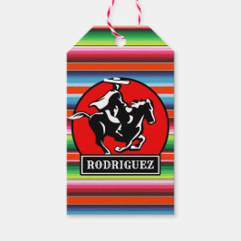 Eigen naam Charro Horse Spaanse Mexicaanse Serape Cadeaulabel