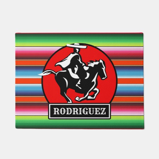 Eigen naam Charro Horse Spaanse Mexicaanse Serape Deurmat (Voorkant)