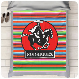 Eigen naam Charro Horse Spaanse Mexicaanse Serape Fleece Deken