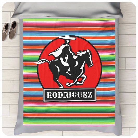 Eigen naam Charro Horse Spaanse Mexicaanse Serape Fleece Deken