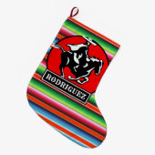 Eigen naam Charro Horse Spaanse Mexicaanse Serape Grote Kerstsok (Voorkant (Hangend))