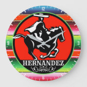 Eigen naam Charro Horse Spaanse Mexicaanse Serape Grote Klok (Voorkant)