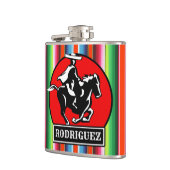 Eigen naam Charro Horse Spaanse Mexicaanse Serape Heupfles (Links)