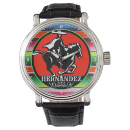 Eigen naam Charro Horse Spaanse Mexicaanse Serape Horloge