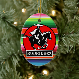 Eigen naam Charro Horse Spaanse Mexicaanse Serape Keramisch Ornament