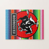 Eigen naam Charro Horse Spaanse Mexicaanse Serape Legpuzzel (Horizontaal)