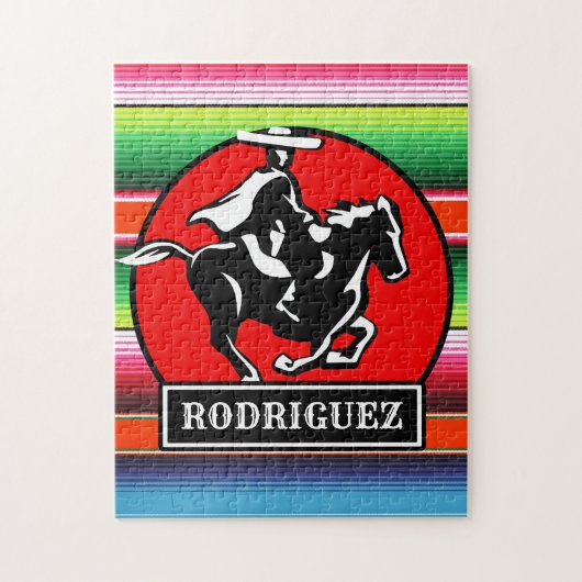 Eigen naam Charro Horse Spaanse Mexicaanse Serape Legpuzzel (Verticaal)