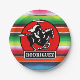 Eigen naam Charro Horse Spaanse Mexicaanse Serape Papieren Bordje