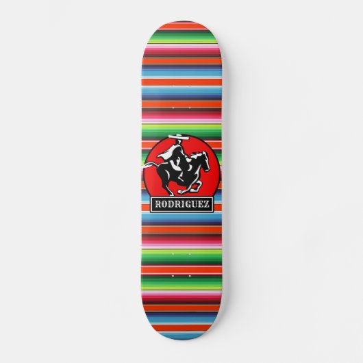 Eigen naam Charro Horse Spaanse Mexicaanse Serape Persoonlijk Skateboard (Voorkant)